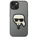 Kryt Karl Lagerfeld Saffiano Karl's Head Patch iPhone 14 - stříbrná