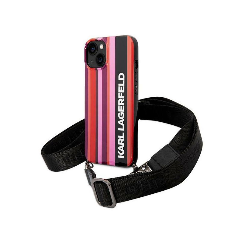 Kryt Karl Lagerfeld KLHCP14SSTSTP pro iPhone 14 - pink Color Stripes strap