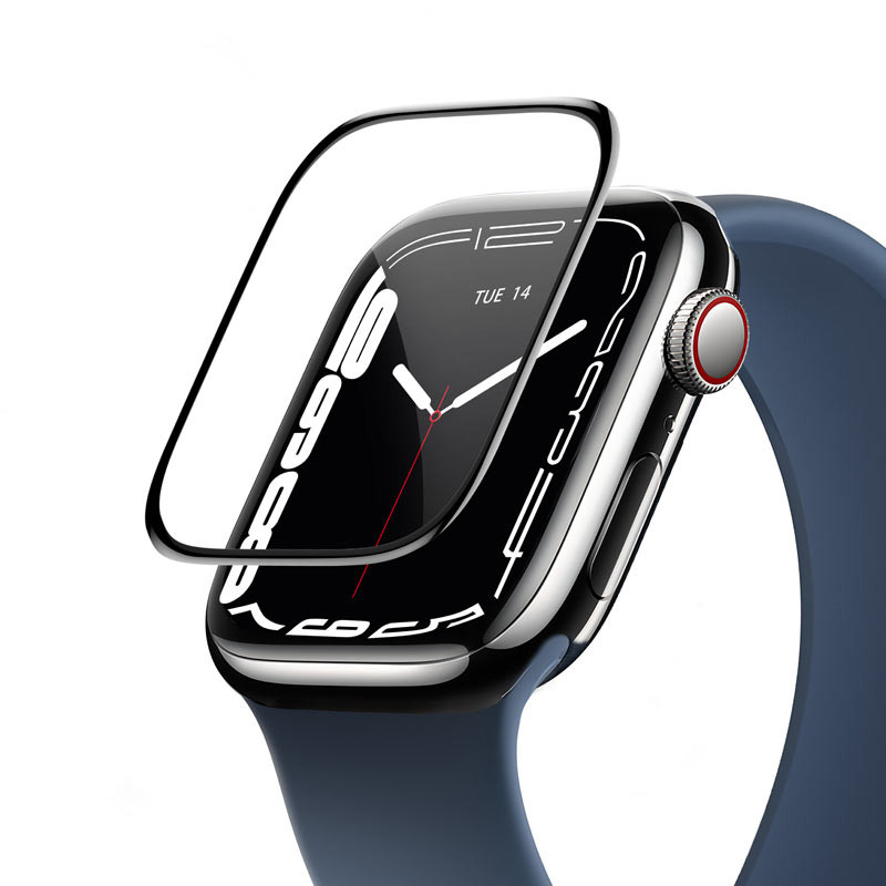 HOCO A30 Ochranné sklo 3D FULL-COVER 0.15mm pro Apple Watch 7/8 41mm, montážní rámeček