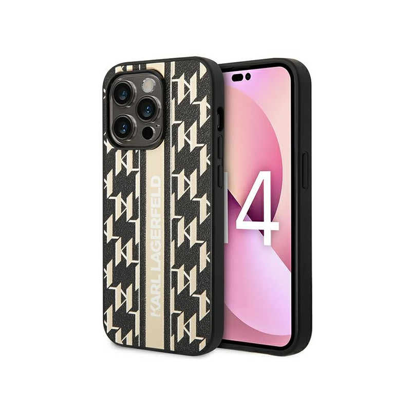 Kryt Karl Lagerfeld KLHCP14XPGKLSKW pro iPhone 14 Pro Max - hnědá (Monogram Stripe)