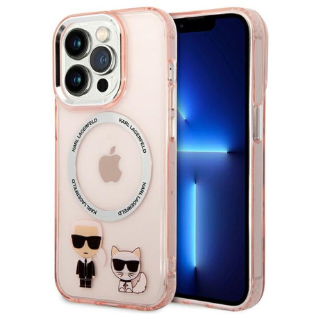 Kryt Karl Lagerfeld Karl&Choupette pro iPhone 14 Pro – růžový