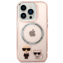 Kryt Karl Lagerfeld Karl&Choupette pro iPhone 14 Pro – růžový