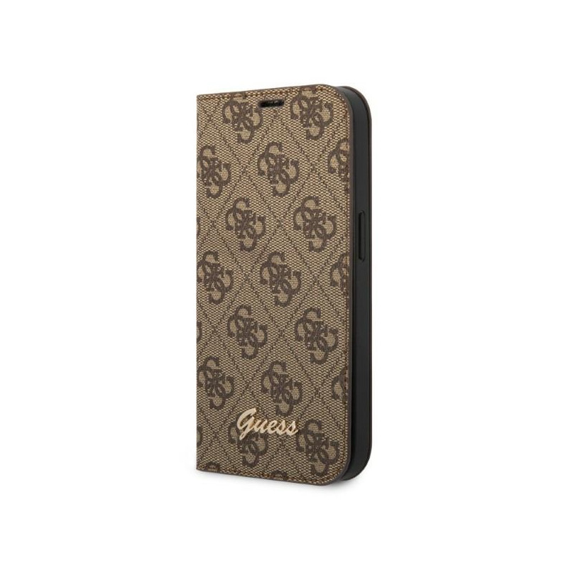 Kryt Guess GUBKP14XHG4SHW pro iPhone 14 Pro Max - brown / brown book vintage gold logo
