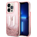 Kryt Karl Lagerfeld Liquid Glitter Big KL iPhone 14 Pro pink