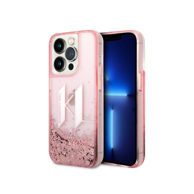Kryt Karl Lagerfeld KLHCP14LLBKLCP pro iPhone 14 Pro - pink / pink hardcase Liquid Glitter Big KL
