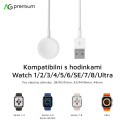 AG PREMIUM W12 Magnetická USB nabíječka pro Apple Watch všech generací, 1m, bílá