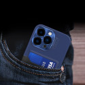 Hurtel LEATHER STAND CASE pro iPhone 14 Pro Max modré