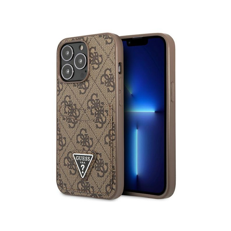 Kryt Guess 4G Double Card Triangle Logo pro iPhone 13 Pro / iPhone 13 - hnědý