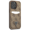 Kryt Guess 4G Double Card Triangle Logo iPhone 13 Pro - hnědý