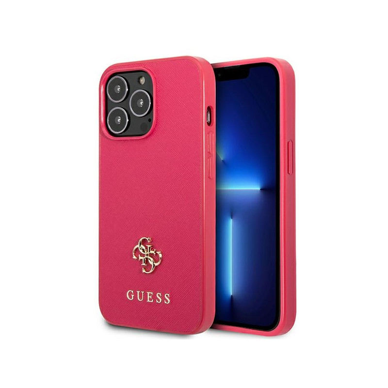 Kryt Guess SAFFIANO 4G SMALL METAL LOGO pro iPhone 13 Pro - růžová