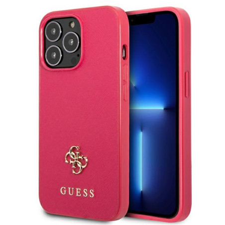 Kryt Guess SAFFIANO 4G SMALL METAL LOGO pro iPhone 13 Pro - růžová
