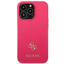 Kryt Guess SAFFIANO 4G SMALL METAL LOGO pro iPhone 13 Pro - růžová
