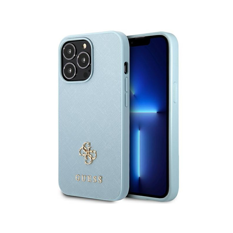 Kryt Guess SAFFIANO 4G SMALL METAL LOGO pro iPhone 13 Pro Max - modrý