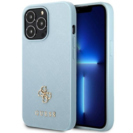 Kryt Guess SAFFIANO 4G SMALL METAL LOGO iPhone 13 Pro Max - modrý