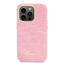 Kryt Guess Croco Collection iPhone 14 Pro - růžová