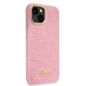 Kryt Guess CROCO COLLECTION pro iPhone 14 Plus - růžová