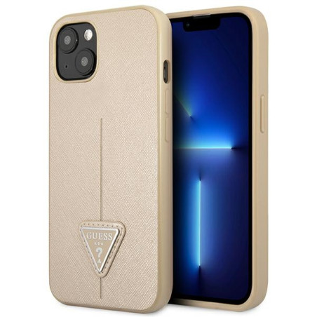 Kryt Guess Saffiano Triangle iPhone 14 Plus - beige
