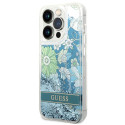 Kryt Guess Flower Liquid Glitter pro iPhone 14 Pro Max - zelená