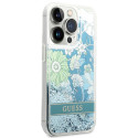 Kryt Guess Flower Liquid Glitter pro iPhone 14 Pro Max - zelená
