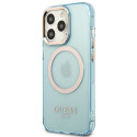 Kryt Guess GOLD OUTLINE TRANSLUCENT MagSafe iPhone 13 - modrý
