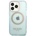 Kryt Guess GOLD OUTLINE TRANSLUCENT MagSafe iPhone 13 - modrý