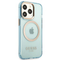 Kryt Guess GOLD OUTLINE TRANSLUCENT MagSafe iPhone 13 - modrý