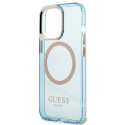 Kryt Guess GOLD OUTLINE TRANSLUCENT MagSafe iPhone 13 - modrý