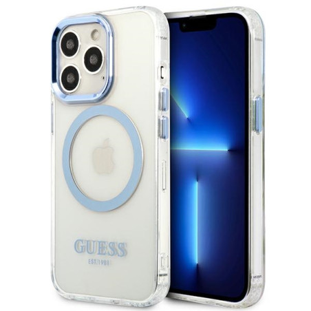 Kryt GUESS Metal Outline MagSafe iPhone 13 Pro/13 modrá