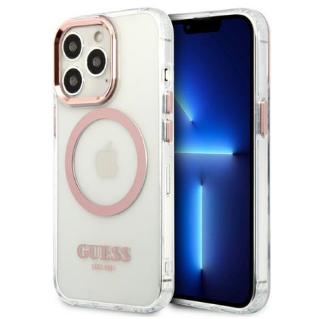 Kryt GUESS Metal Outline Magsafe pro iPhone 13 Pro / iPhone 13 - růž