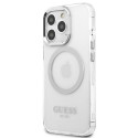 Kryt Guess METAL OUTLINE Magsafe pro iPhone 13 Pro - stříbrná
