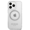 Kryt Guess METAL OUTLINE Magsafe pro iPhone 13 Pro - stříbrná