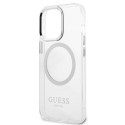 Kryt Guess METAL OUTLINE Magsafe pro iPhone 13 Pro - stříbrná