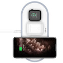 HOCO CW24 Bezdrátová nabíječka 3v1 pro iPhone, Watch a AirPods, bílá