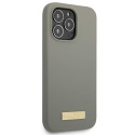 Kryt Guess Silicone Logo Plate MagSafe pro iPhone 13 Pro - grey/grey