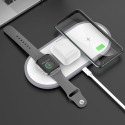 HOCO CW24 Bezdrátová nabíječka 3v1 pro iPhone, Watch a AirPods, bílá