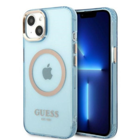 Kryt Guess Gold Outline MagSafe pro iPhone 13 – modrý