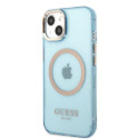 Kryt Guess Gold Outline MagSafe pro iPhone 13 – modrý