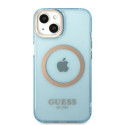 Kryt Guess Gold Outline MagSafe pro iPhone 13 – modrý