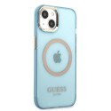Kryt Guess Gold Outline MagSafe pro iPhone 13 – modrý