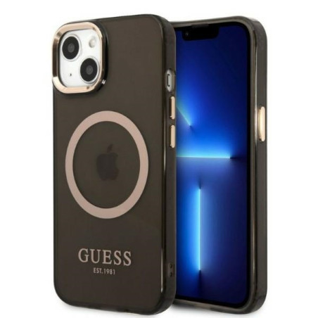 Kryt Guess GOLD OUTLINE MagSafe iPhone 13 - černý