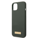 Kryt Guess Silicone Logo Plate MagSafe pro iPhone 13 – zelená/khaki