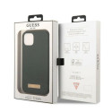 Kryt Guess Silicone Logo Plate MagSafe pro iPhone 13 – zelená/khaki