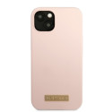 Kryt Guess Silicone Logo Plate MagSafe iPhone 13 mini růžová