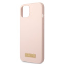 Kryt Guess Silicone Logo Plate MagSafe iPhone 13 mini růžová