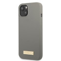 Kryt Guess Silicone Logo Plate MagSafe pro iPhone 13 mini - šedá