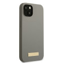 Kryt Guess Silicone Logo Plate MagSafe pro iPhone 13 mini - šedá