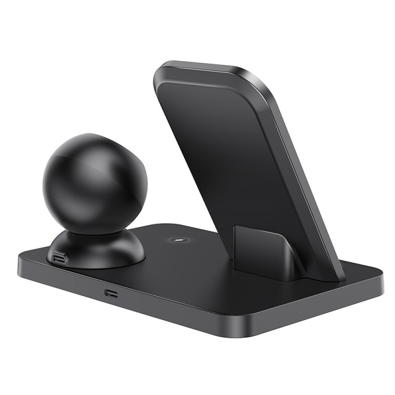 HOCO CW33 Bezdrátová 15W nabíječka 3v1 pro iPhone, Watch a AirPods, černá