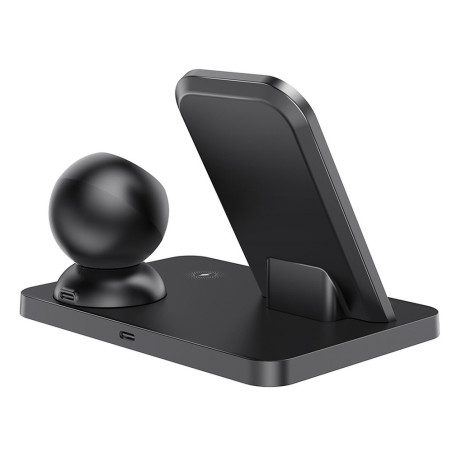 HOCO CW33 Bezdrátová 15W nabíječka 3v1 pro iPhone, Watch a AirPods, černá