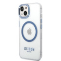 Kryt Guess METAL OUTLINE pro iPhone 14 Plus - modrá