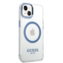 Kryt Guess METAL OUTLINE pro iPhone 14 Plus - modrá